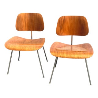 Pair 1960s Eames Herman Miller DCM Molded Dining Chairs For Sale