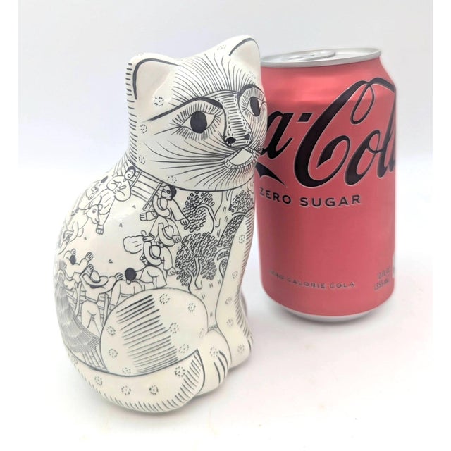 Ceramic Vintage Mexican Zihuatanejo Ceramic Cat Figurine For Sale - Image 7 of 11