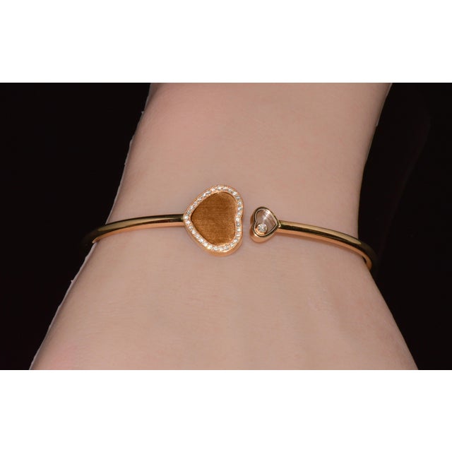 Authentic Chopard Happy Hearts James Bond 007 Limited Edition 18k Rose Gold Diamond Bangle Bracelet For Sale - Image 11 of 15