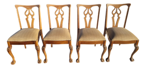 Antique English Oak Dining Chairs, 1890s, Set of 4