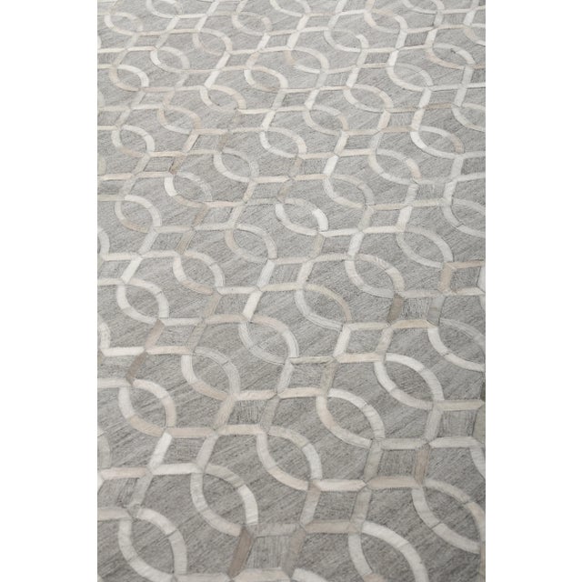 Animal Skin Dover Patchwork Leather Viscose Silver Ivory Rug - 11'6"x14'6" For Sale - Image 7 of 8