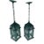 1950s Mediterranean Decorative Patina 3 Light Cluster Lanterns With Matching Chain and Canopy - Pair For Sale