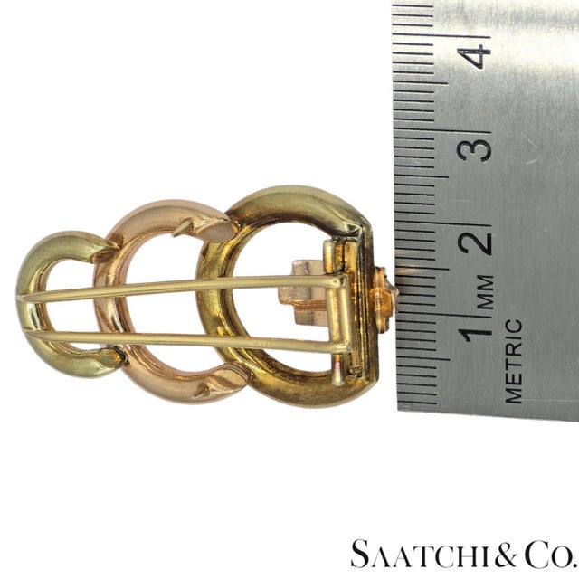 Gold 14k (585) Yellow and Rose Gold Vintage Brooch / Pin For Sale - Image 8 of 9