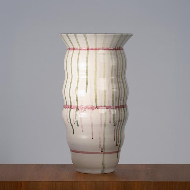 Mobach studio pottery XXL 46 cm large ceramic vase, The Netherlands, 1991 A striking large studio pottery vase by Kasper...