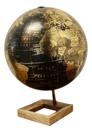 Mid-Century 12 Terrestrial Black and Gold Globe, 1960s