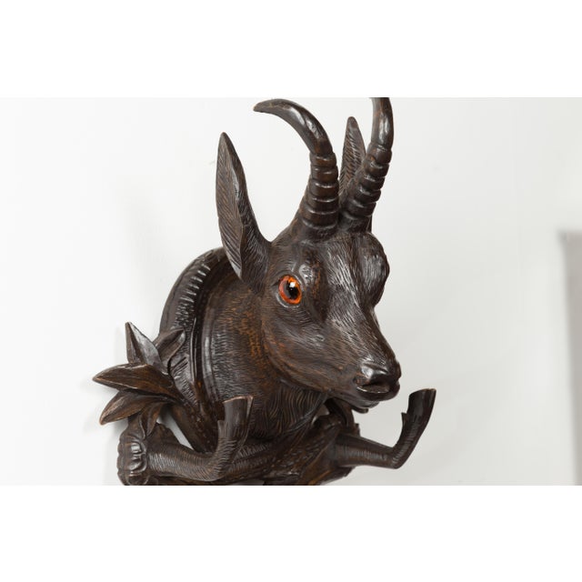 Pair of Black Forest 1880s Carved Wooden Chamois Coat or Hat Racks with Foliage For Sale - Image 12 of 12