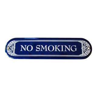 Enamel Porcelain "No Smoking" Sign For Sale