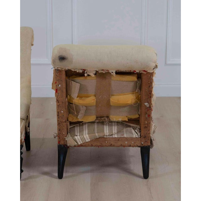 Wood Pair of 19th Century French Scroll Back Chairs, Ready to Upholster For Sale - Image 7 of 9