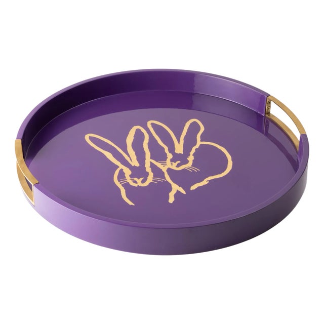 Hunt Slonem Bunny Drinks Tray, Purple For Sale