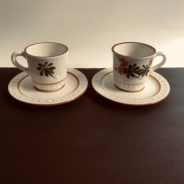 Stangl Midcentury Stangl Pottery Tea/Coffee Cups & Saucer - Service for 2 For Sale - Image 4 of 6