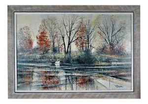 Richard Ellis Wagner, Autumn River Bank, Circa 1955