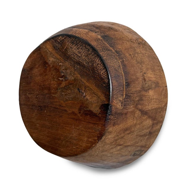 Tribal Vintage Rustic Teak Wood Bowl For Sale - Image 3 of 3