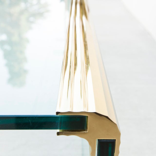 Metal 1970s Brass & Glass Hollywood Regency Side / End Tables in the Style of Leon Rosen for Pace Collection - a Pair For Sale - Image 7 of 12