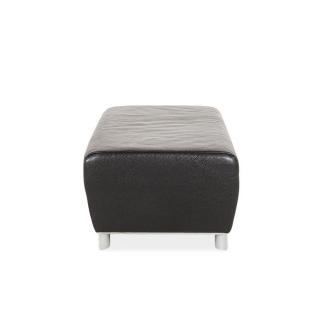 Animal Skin Volare Ottoman in Black Leather from Koinor For Sale - Image 7 of 9