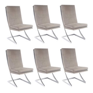 Vintage Milo Baughman Cantilever Z Dining Chairs by for Dia - Set of 6 For Sale