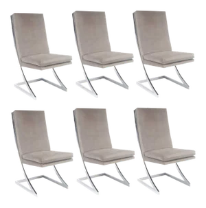 Vintage Milo Baughman Cantilever Z Dining Chairs by for Dia - Set of 6