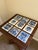 A classic set of nine Dutch Delft-style hand painted blue and white porcelain tiles featuring intricately rendered...