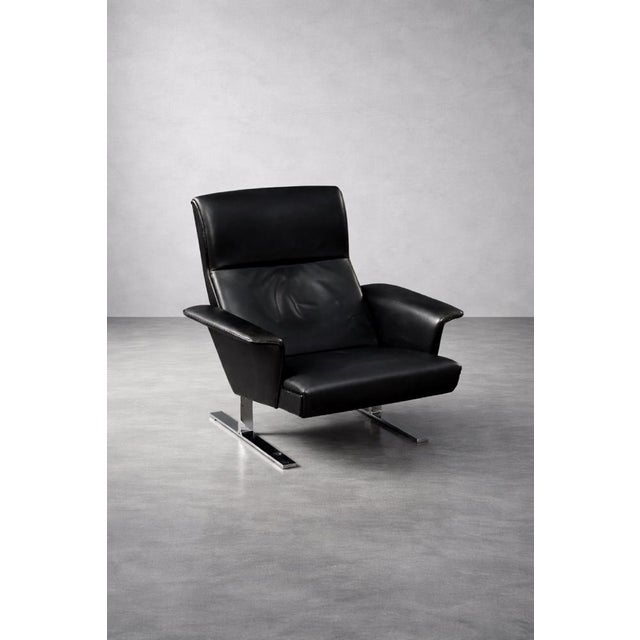 Animal Skin Mid-Century Modern Danish Black Leather Lounge Chair by Georg Thams for A/S Vejen Polstermöbelfabrik, 1960s For Sale - Image 7 of 18