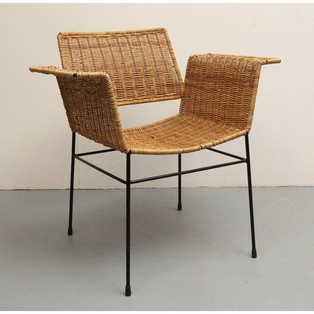 Beige Rattan Armchair by Herta Maria Witzemann for Erwin Behr, 1960s For Sale - Image 8 of 9