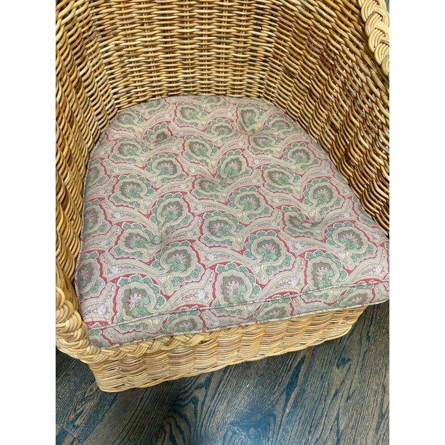 Late 20th Century Vintage Braided Wicker Rattan Club Chair For Sale - Image 5 of 6