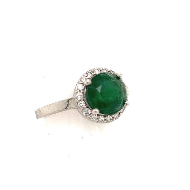 Natural Emerald Diamond Ring 14k Gold 2.83 TCW Certified For Sale In New York - Image 6 of 12