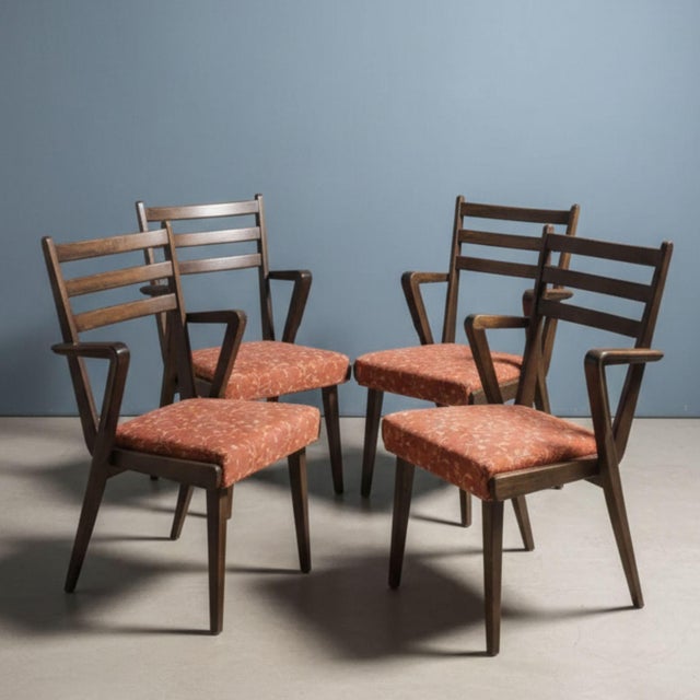 A set of four design chairs, likely from the 1970s, attributed to Antonín Šuman and produced by Jitona (possibly Tatra...