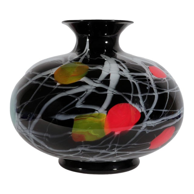 Versace & Archimede Seguso Murano Blown Glass Footed Vase For Sale