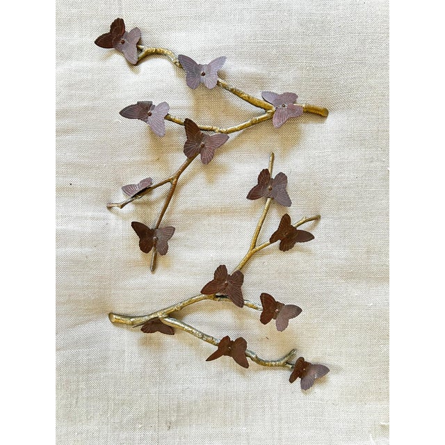 Beautiful and unique, lifelike branches have a stunning brass finish with slight verdigris patina. 6 copper butterfiles...