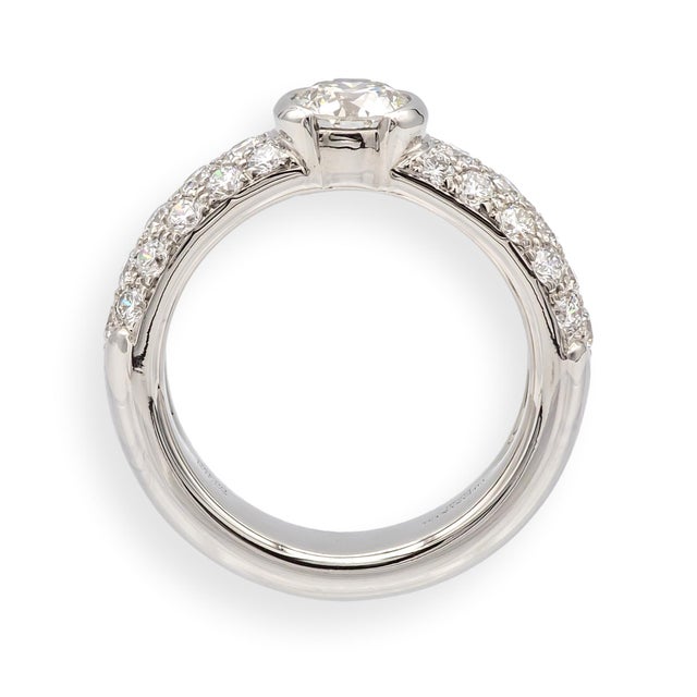 White Tiffany & Co. Etoile Platinum 1.26 CTS Total Round Pave Diamond Engagement Ring, Size 4 For Sale - Image 8 of 12