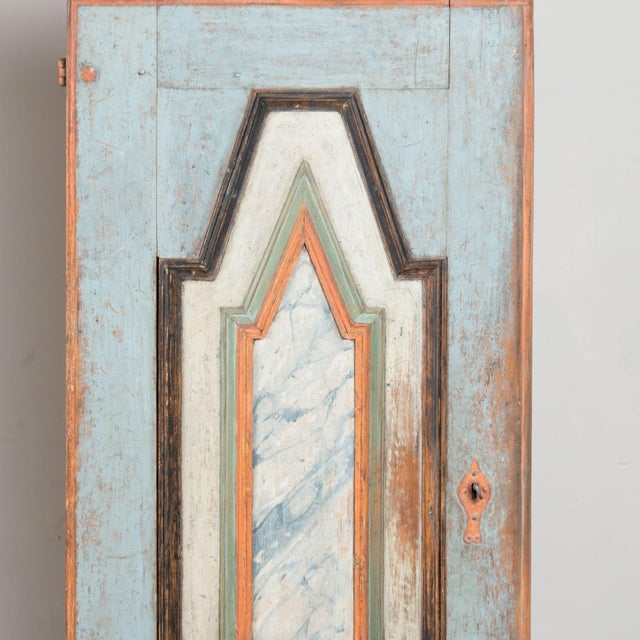 Late 18th Century Original Painted Pair of Swedish Baroque Narrow Cabinets For Sale - Image 10 of 15