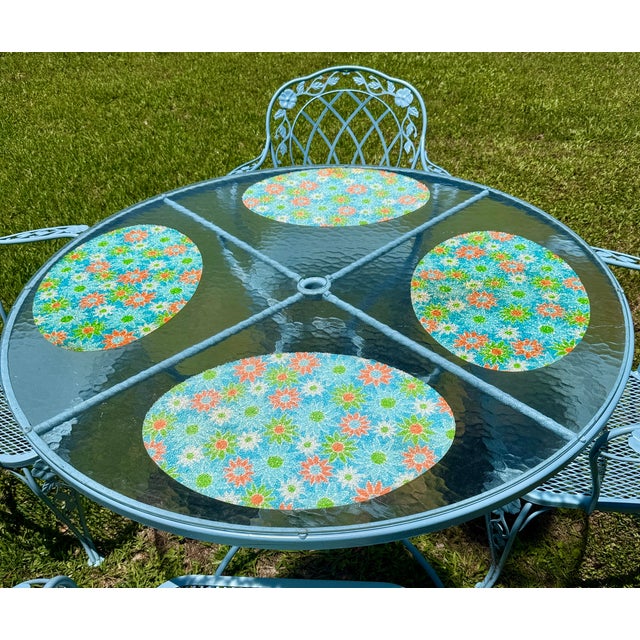 Vintage Woodard Chantilly Rose Wrought Iron Patio Table & 4 Chairs, Attributed For Sale - Image 10 of 10