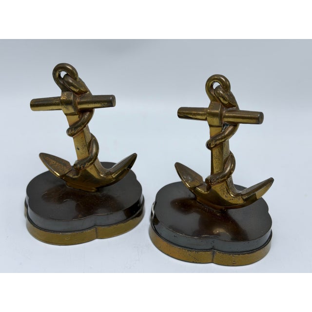 Vintage Nautical Brass Anchor Bookends For Sale - Image 9 of 9