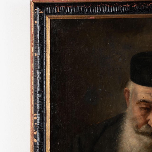 Brown Late 19th Century Original Oil on Canvas Portrait of Old Man and Curiosities For Sale - Image 8 of 14