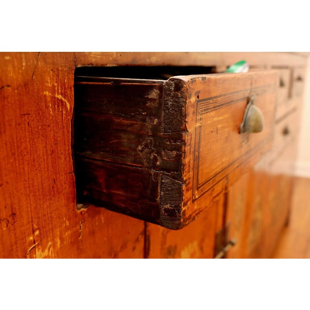 Antique Chinese Hand-Painted Altar Style Sideboard Cabinet For Sale - Image 9 of 12
