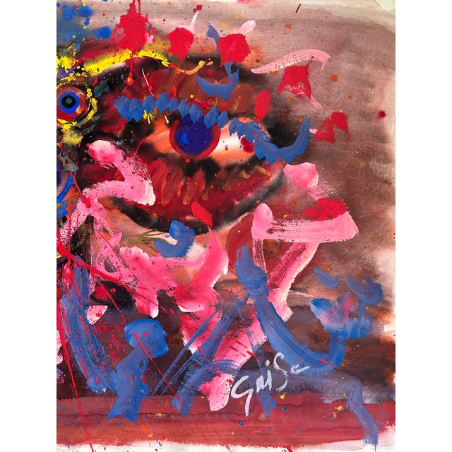 Hendrik Grise Signed Vintage Abstract Mixed Media Painting For Sale - Image 4 of 5