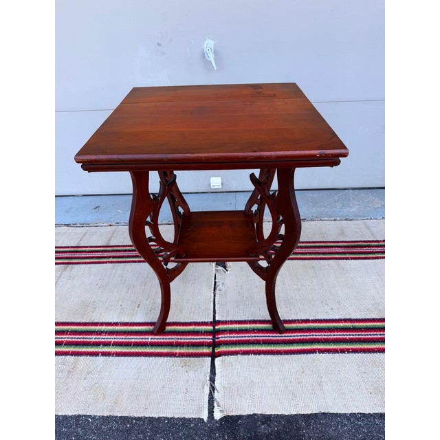 Antique Victorian Cherry Tabouret Table With Reticulated Fretwork, Circa 1890-1910 For Sale - Image 9 of 14