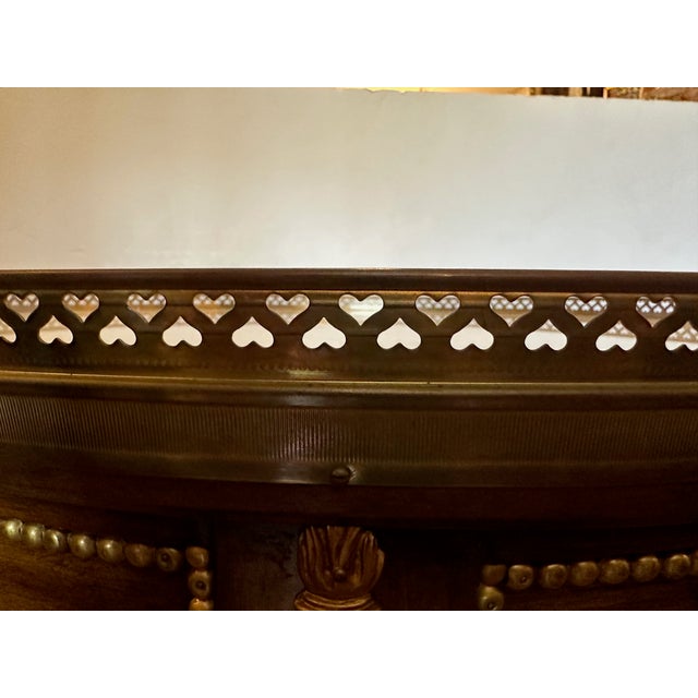 Traditional Marble Top Mahogany Side Table With Brass Gallery and Mounts For Sale - Image 3 of 11