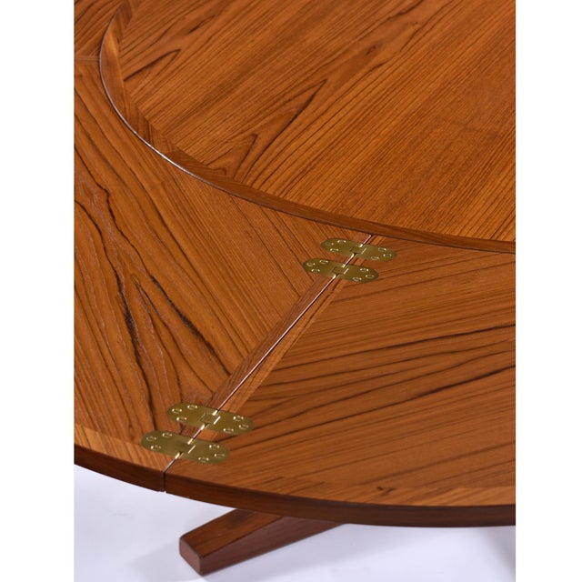 Refinished Expanding Oval Danish Modern Teak Flip-Flap Dining Table by Dyrlund For Sale - Image 9 of 15