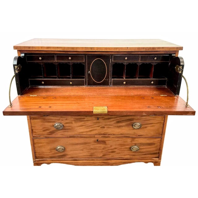 Antique Early 1800 Georgian English Secretaire Cabinet, Walnut For Sale - Image 16 of 16