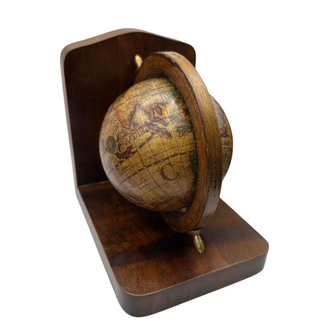 Vintage Olde World Globe Wooden Bookends Made in Italy - A Pair For Sale - Image 10 of 12