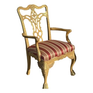 Burton Ching Chippendale Giltwood Fauteuil Arm Chair For Sale