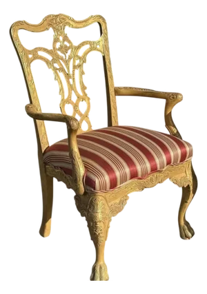 Burton Ching Chippendale Giltwood Fauteuil Arm Chair