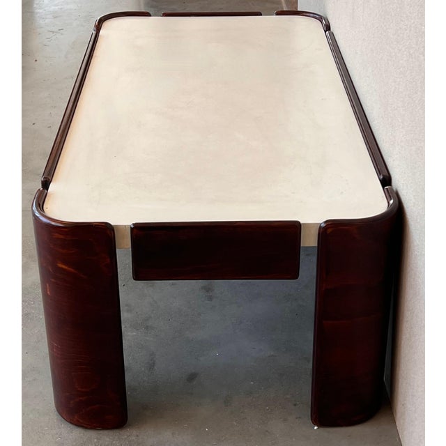 Afra & Tobia Scarpa Mid-Century Modern Rectangular Table with Curved Legs and White Top For Sale - Image 4 of 18