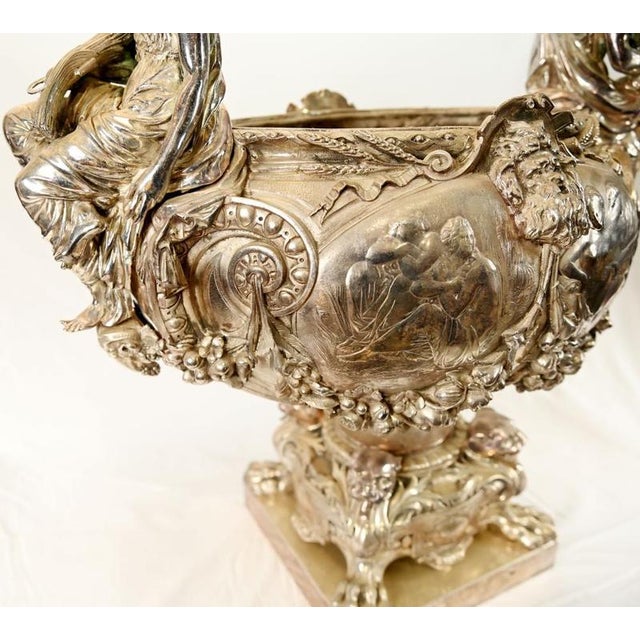 Napoleon III French Silvered Bronze Centrepiece Bowl For Sale - Image 4 of 11