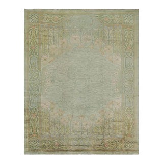 Antique Voysey Arts & Crafts Rug in Green With Floral Patterns, From Rug & Kilim For Sale