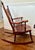 19th Century Antique Turn of the Century Tiger Oak Gooseneck Spindle-Back Swan Neck Rocking Chair For Sale - Image 5 of 10