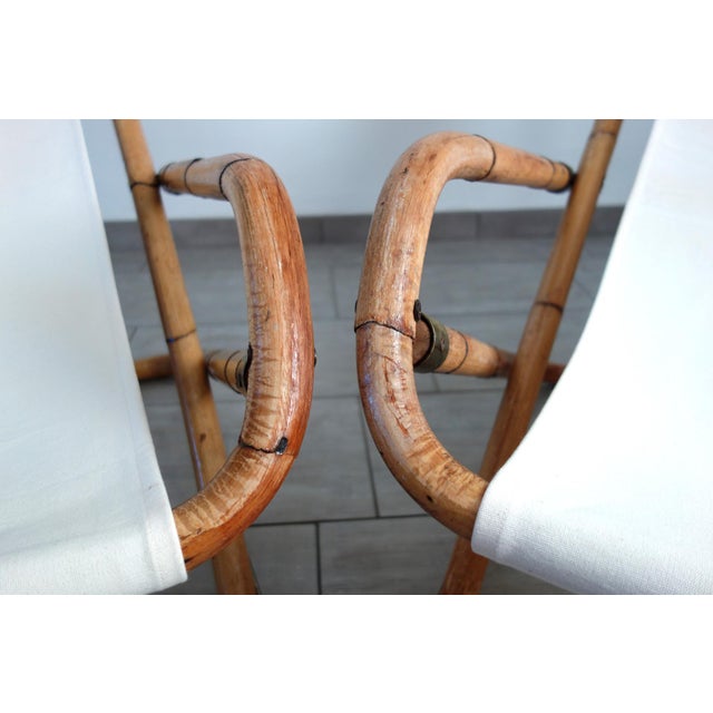 Folding Bamboo and Brass Deck Chairs, Italy, 1960s, Set of 2 For Sale - Image 6 of 16