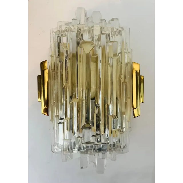 Metal 1970s Ice Crystal Hillebrand German Wall Lights - A Pair For Sale - Image 7 of 11
