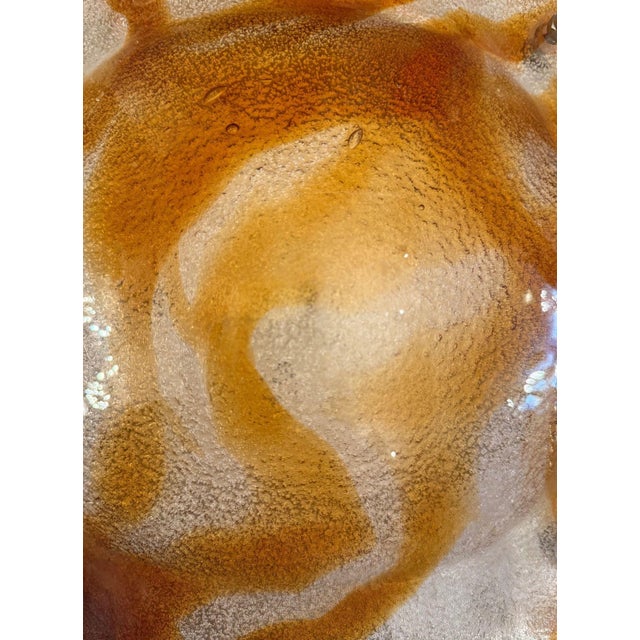 Amber 1970s Mazzega Amber & Clear Murano Glass Wall Sconce or Flush Mount For Sale - Image 8 of 9