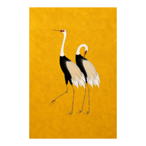 Golden Crane Portrait, Japanese Crane Wall Art, 40" X 60"